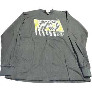 NHL Black Long Sleeve T-Shirt Men's L Hockey Graphic Spell Out Tee Flyers Philly